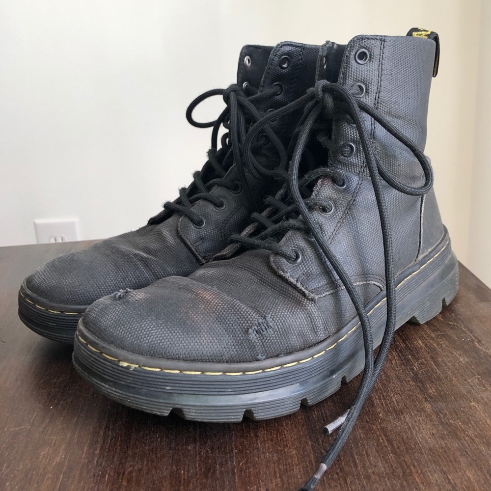 Well-Loved Canvas Dr. Martens Black Combat Boots